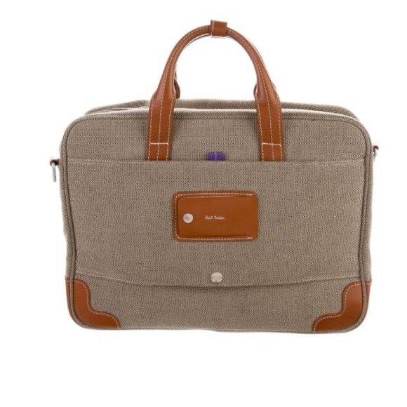 Paul Smith Leather Trimmed Canvas Briefcase LapTop - Picture 1 of 13